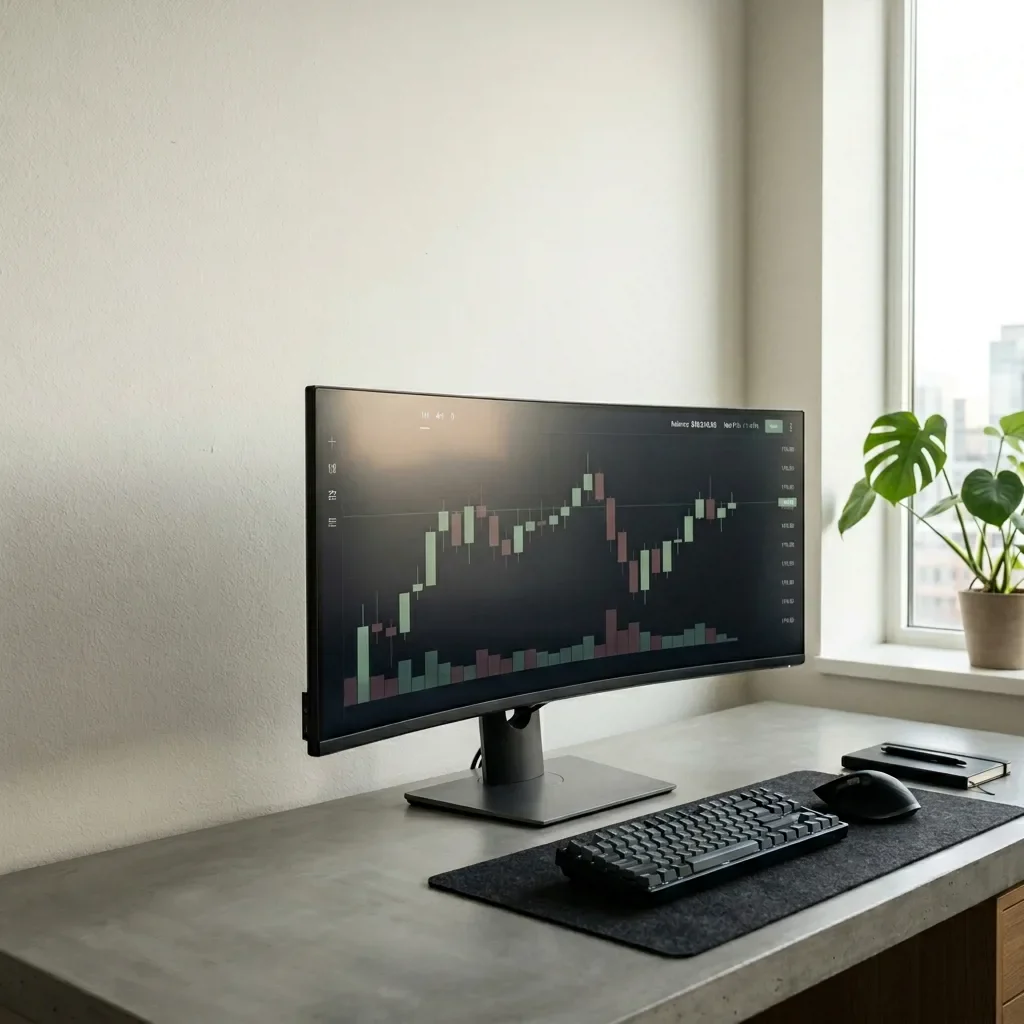 Laptop dengan grafik strategi trading