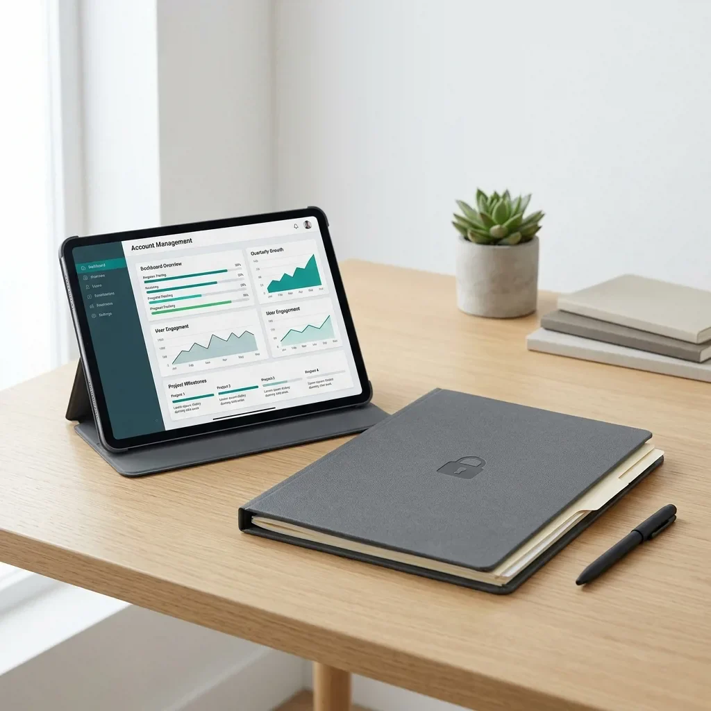 Tablet menampilkan rekap hasil kerja